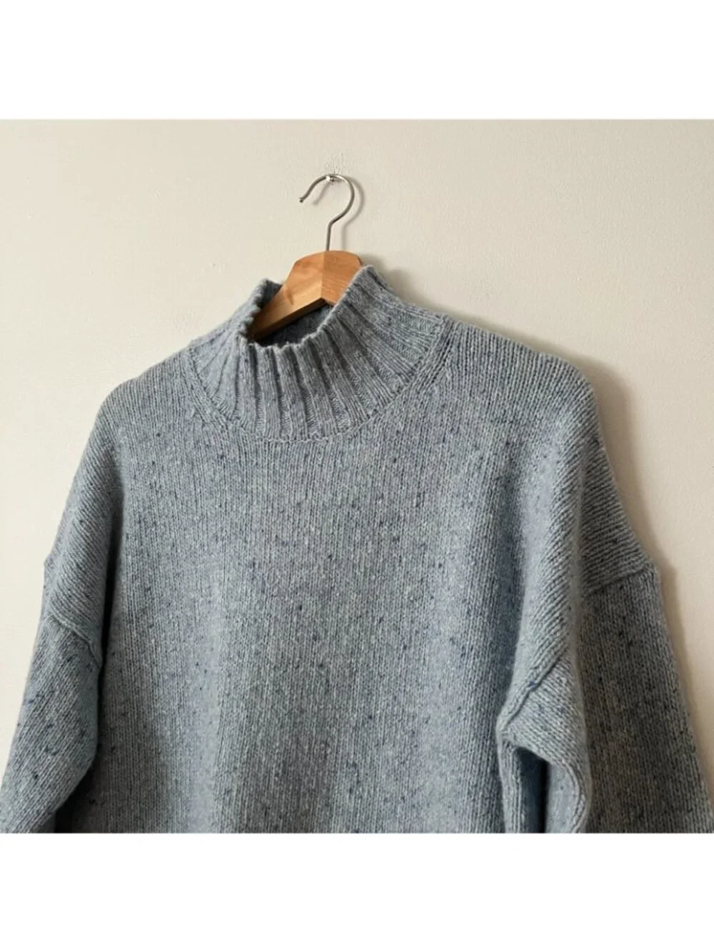 J. Crew Relaxed Turtleneck Sweater Blue Donegal Wool Blend Women's Size Small